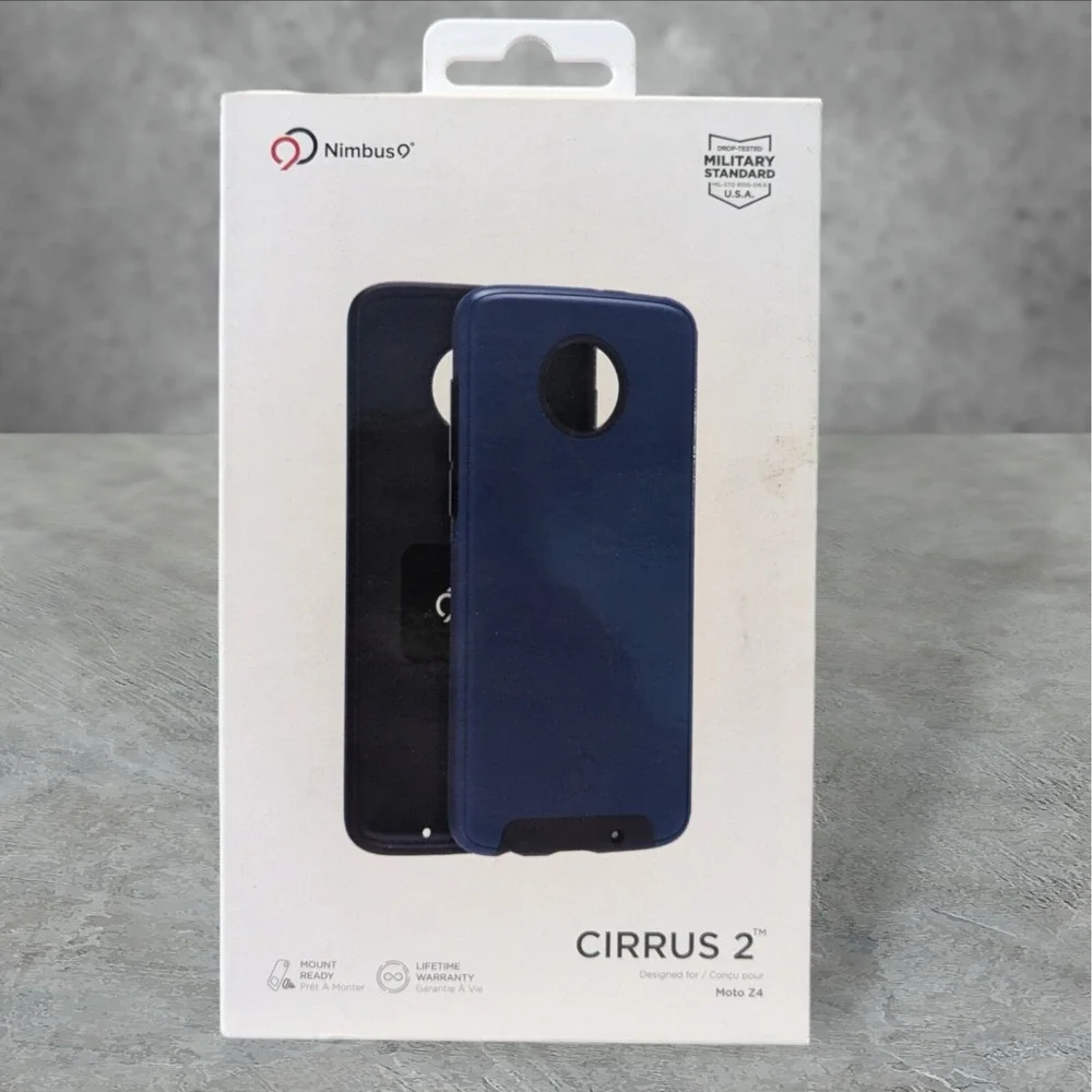 Y1. Nimbus9 Cirrus 2 Case for Moto Z4 In Blue, Mount Ready Hub, Qi Compatible